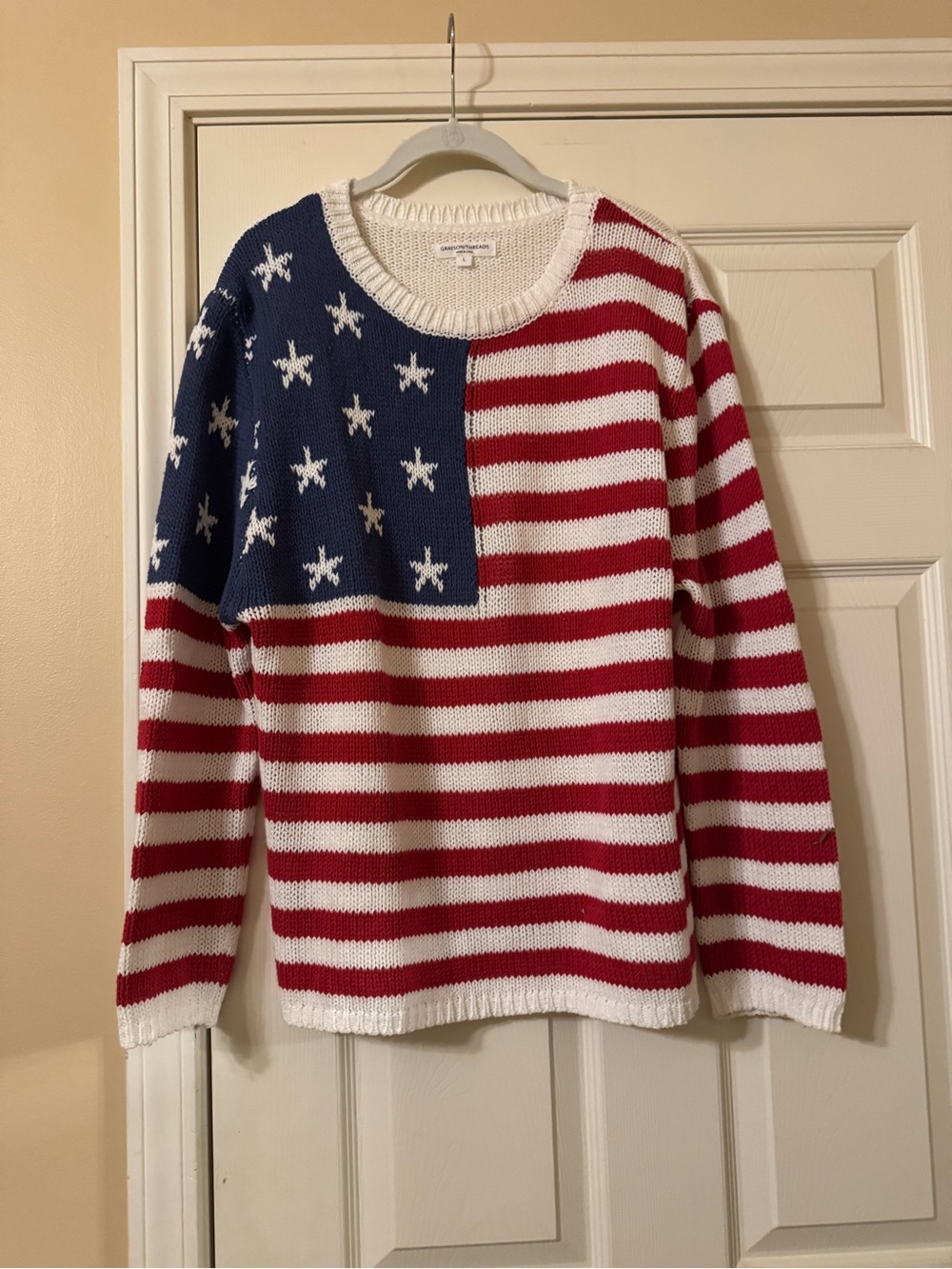Grayson Threads Red, White & Blue Flag Stripe Crewneck Sweater
